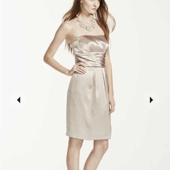 David’s Bridal Strapless Bridesmaid Dress Ruched with Pockets - Picture 7 of 9